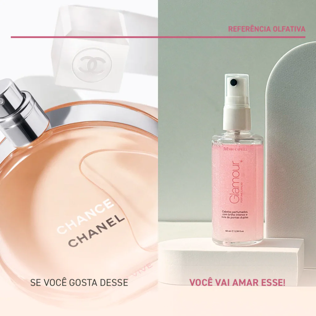 Perfume Capilar Glamour 60ml (Inspirado no Chance Eau Tendre Chanel) + Brinco GRÁTIS - Image 3