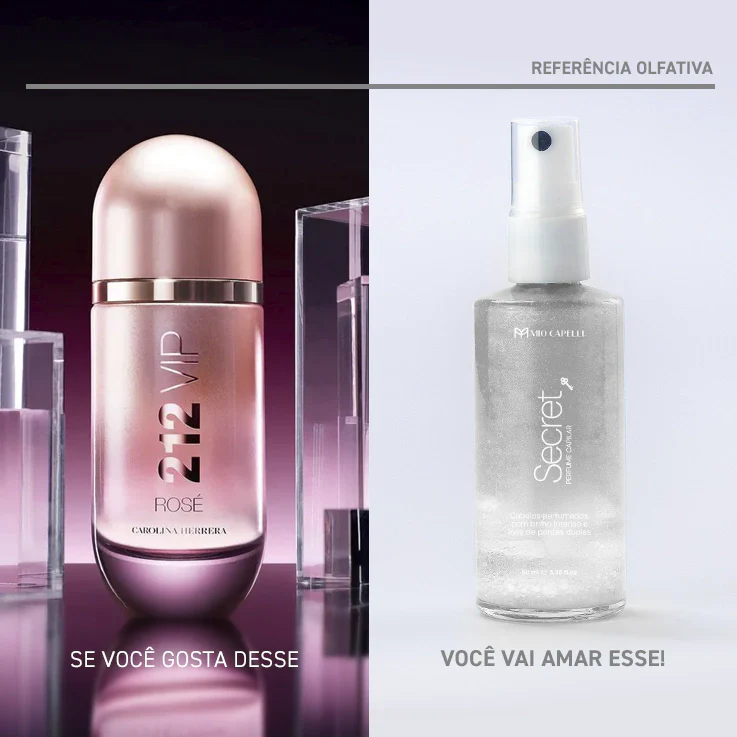 Perfume Capilar Secret 60ml (Inspirado no 212 VIP Rosé Carolina Herrera) + Brinco GRÁTIS - Image 3